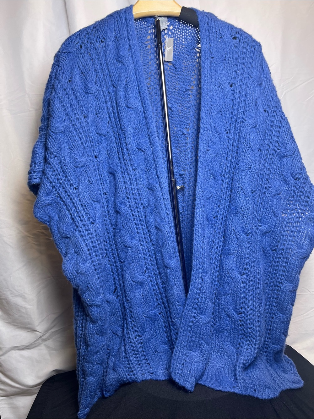 NWT Aerie Oversized Chunky Cable Knit Cardigan Sweater One Size Blue Open Front